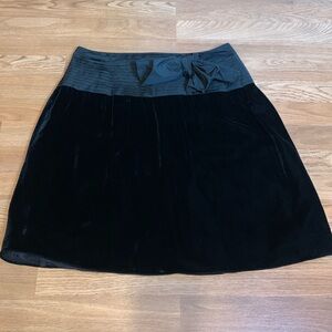 Etcetera, luxurious solid black velvet whimsy goth midi A-line skirt. Size 8.